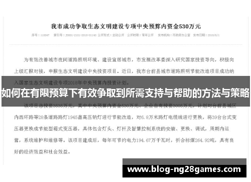 如何在有限预算下有效争取到所需支持与帮助的方法与策略