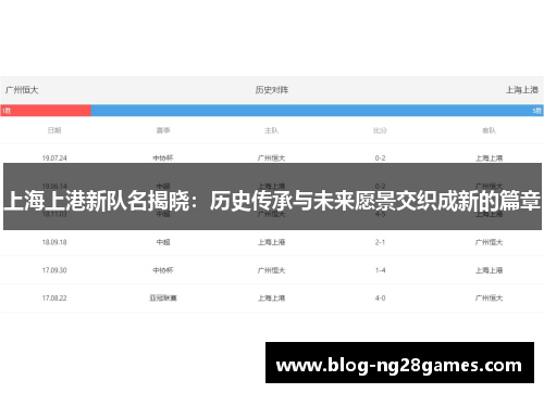 上海上港新队名揭晓：历史传承与未来愿景交织成新的篇章